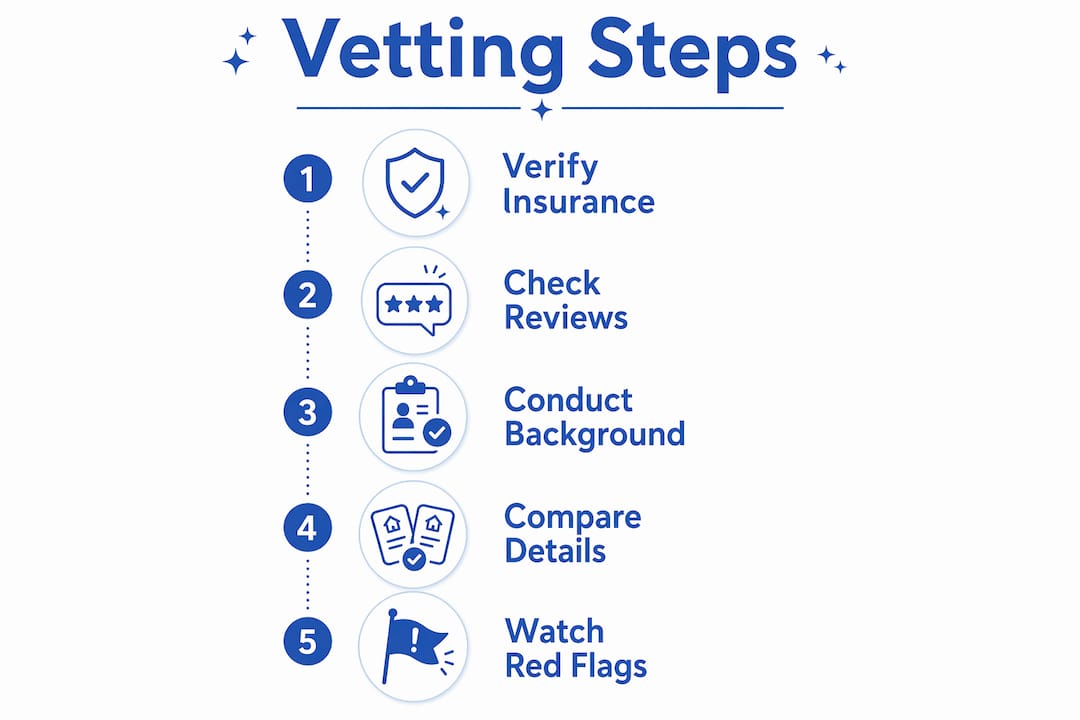 Infographic illustrating vetting steps for home cleaners