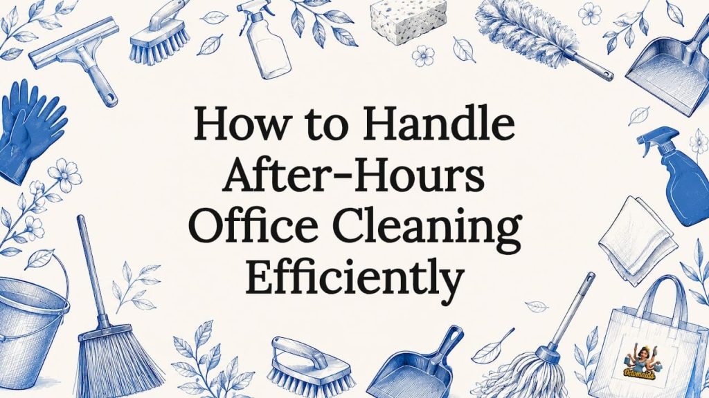 Decorative professional office cleaning title card illustration