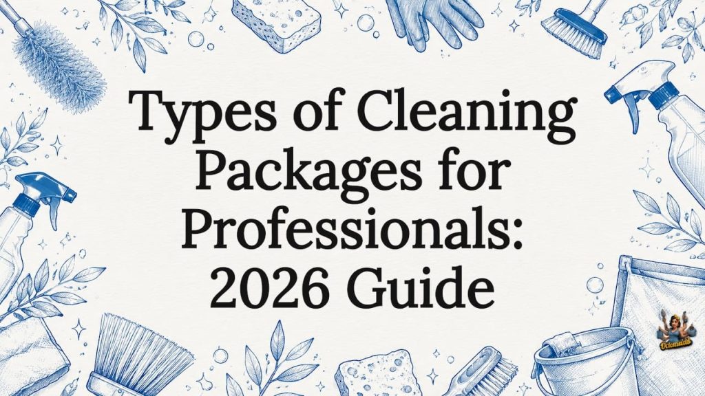 Decorative professional cleaning title card illustration