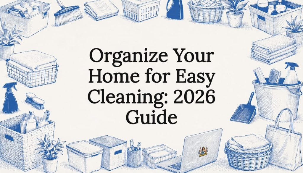 Decorative title card illustration for home organization article