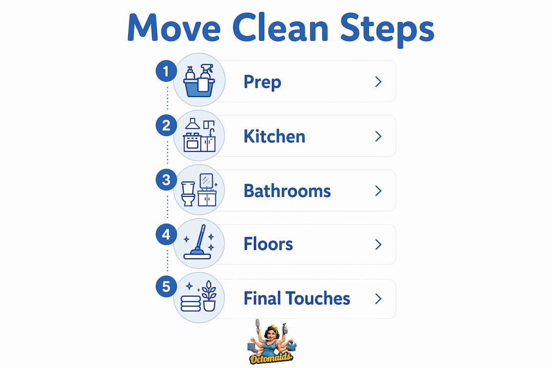 Infographic outlining move-in and move-out cleaning steps