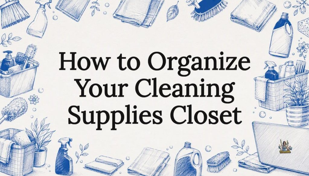 Decorative title card illustration for cleaning closet article