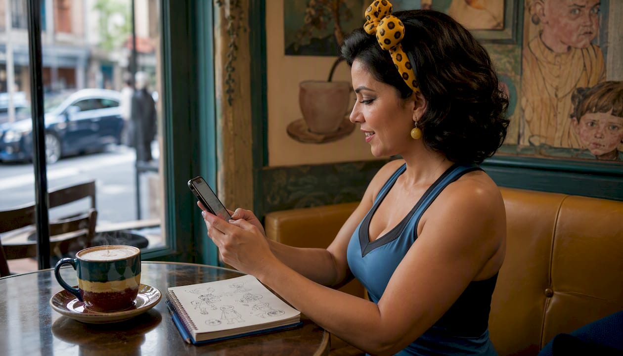 Woman booking cleaning service on smartphone