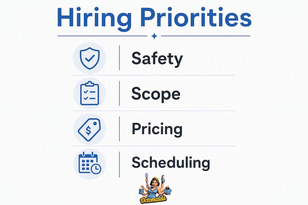 Infographic showing four key priorities when hiring maids