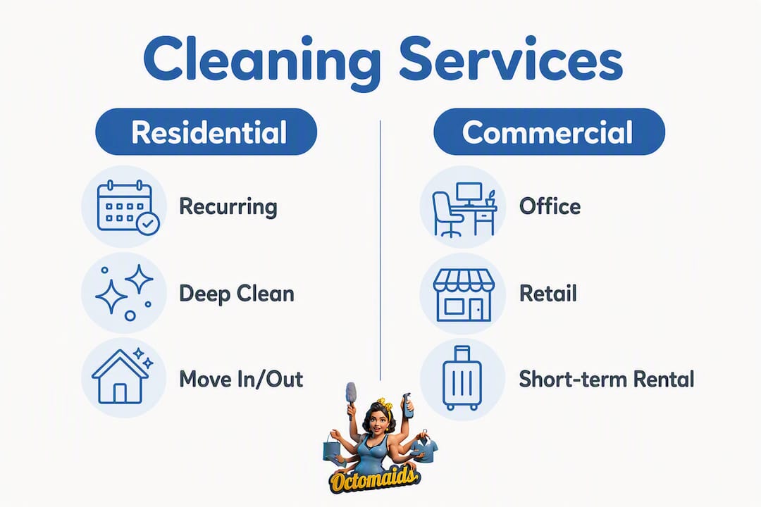 Infographic comparing residential and commercial cleaning