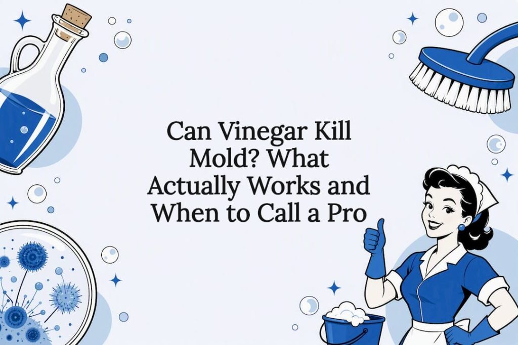 Decorative title card illustration for mold cleaning article
