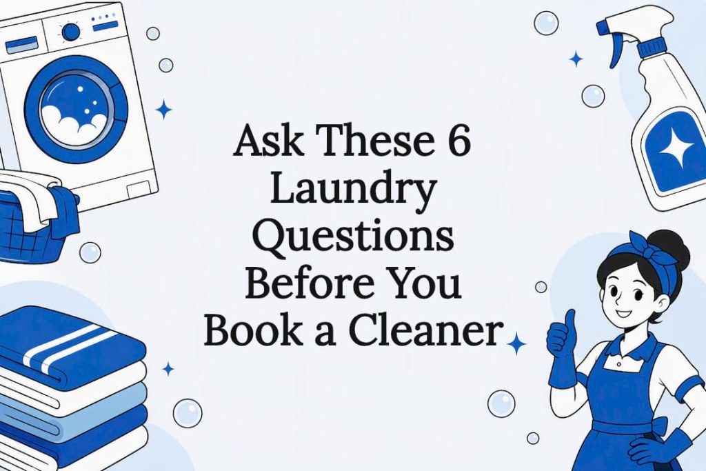 Decorative laundry service title card illustration