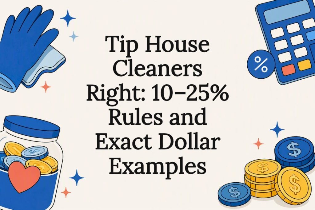 Illustrated house cleaner tipping rules title card