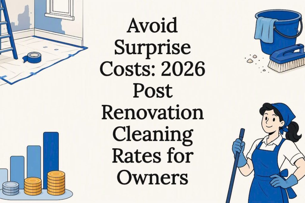 Illustrated post-renovation cleaning cost title card