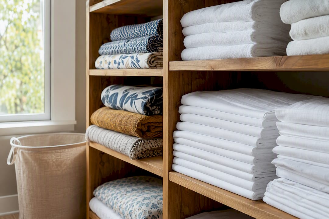 Signature and white rental linens separated