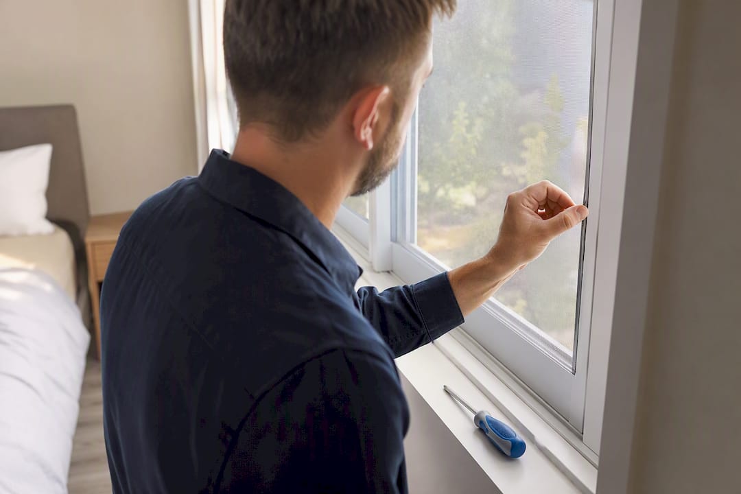 Inspecting window screen for pest prevention