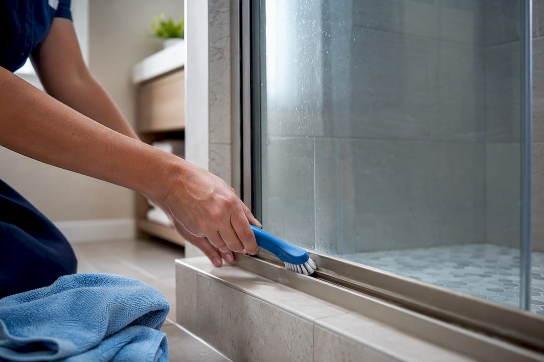Cleaning soap scum from shower door track