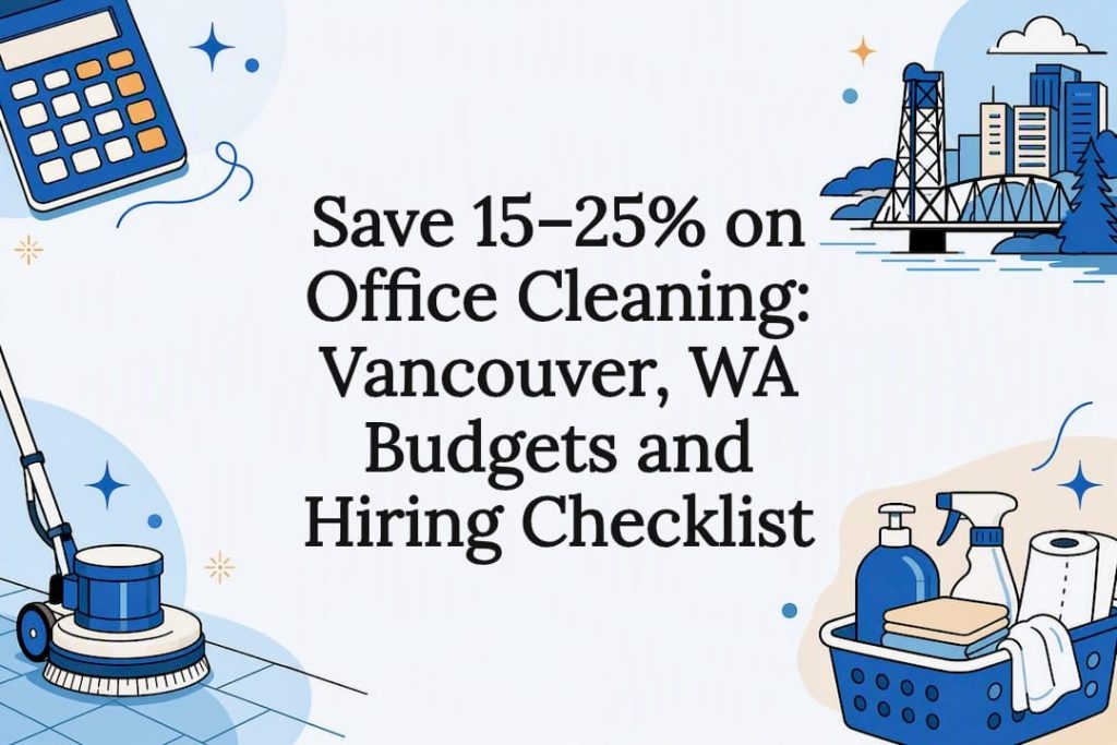 Illustrated office cleaning budget title card