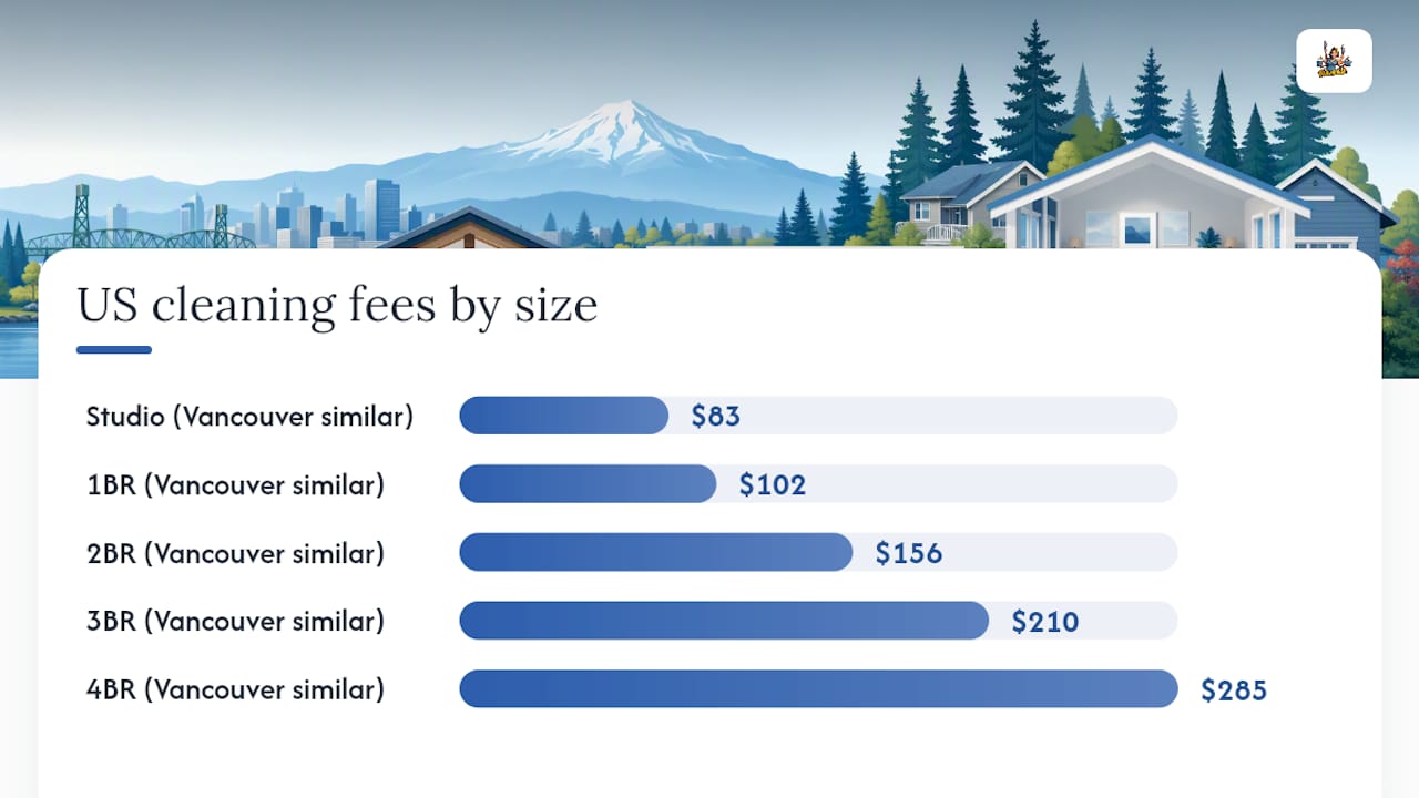 Cleaning fees by rental bedroom count