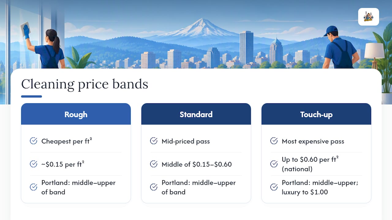 Price bands for three cleanup phases