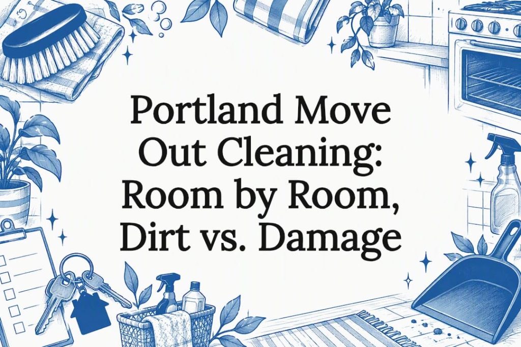 Hand-drawn move-out cleaning title card illustration