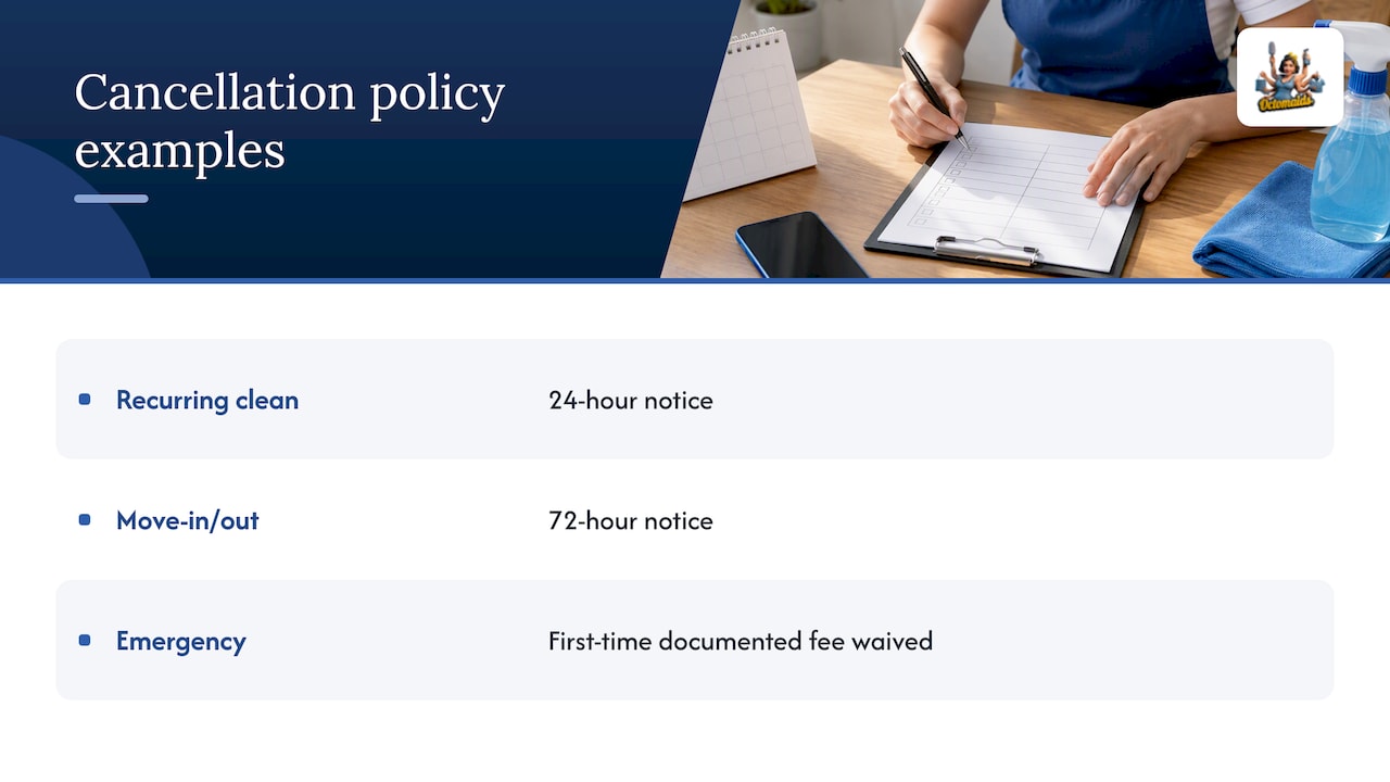 Notice periods and emergency fee exception