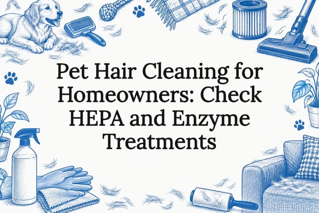 Hand-drawn pet hair cleaning title card