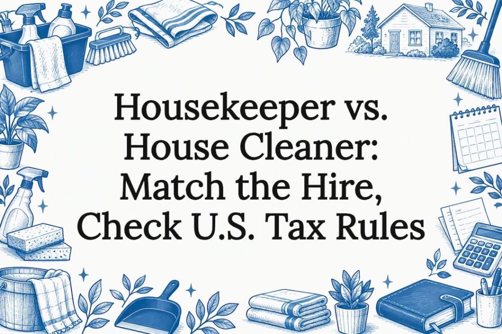 Hand-drawn cleaning and household hiring motifs