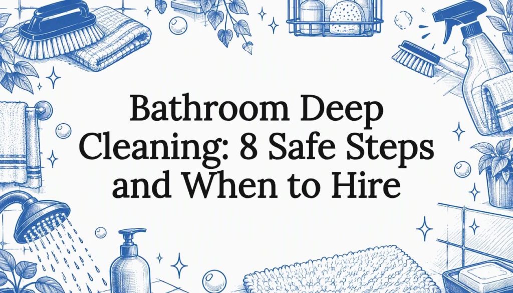 Sketch of bathroom cleaning tools around open center