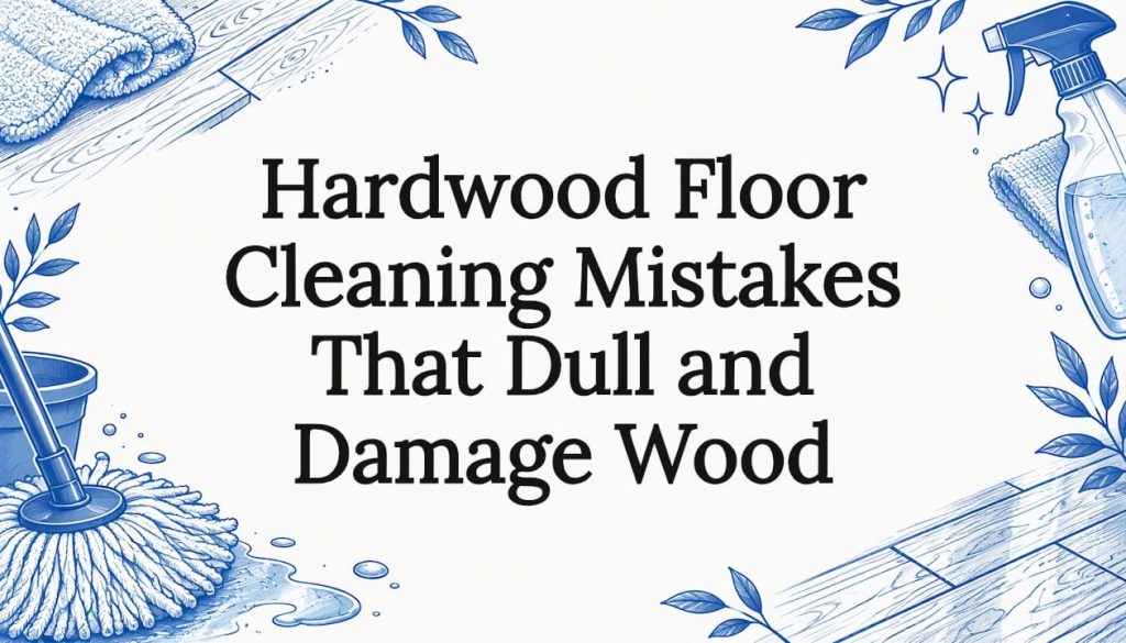 Decorative hardwood floor care title card illustration
