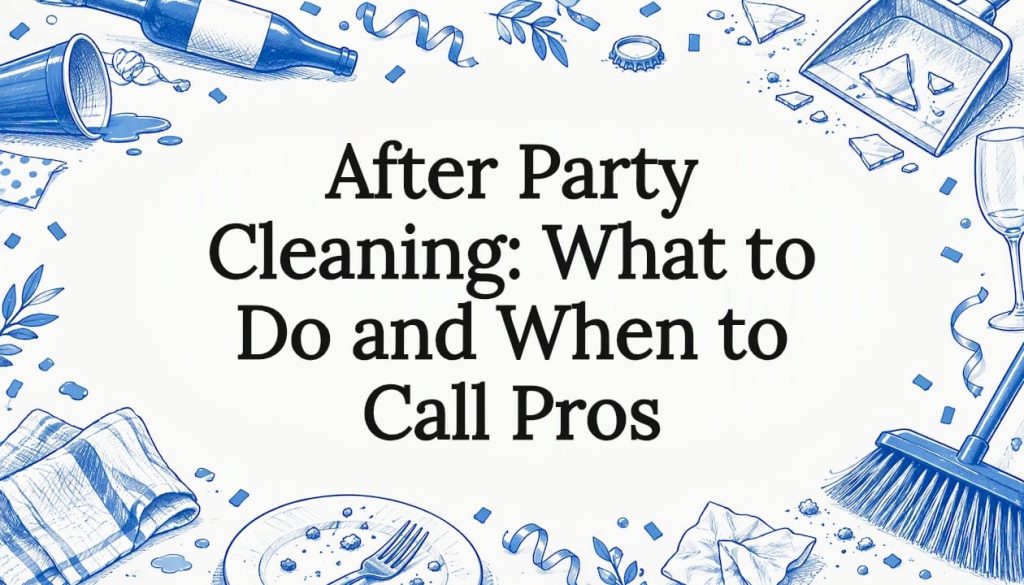 Decorative party cleanup title card